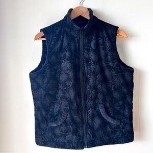 Columbia Corduroy Patterned Reversible Black Vest Large
